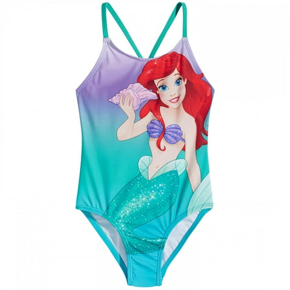 The Little Mermaid Ariel One Piece Swimsuit with Color Changing Scales-Size 6x