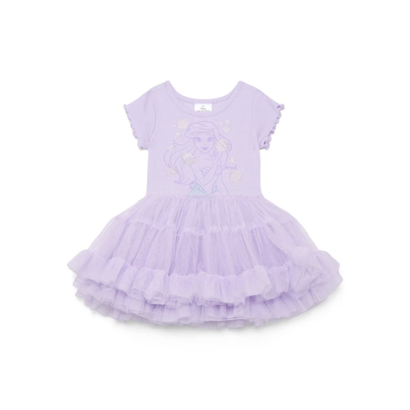 The Little Mermaid Ariel Toddler Girls Graphic Tutu Dress with Short Sleeves, Sizes 12M-5T