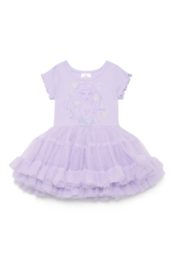 The Little Mermaid Ariel Toddler Girls Graphic Tutu Dress with Short Sleeves, Sizes 12M-5T
