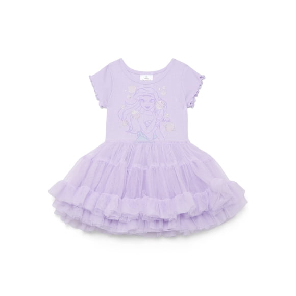 The Little Mermaid Ariel Toddler Girls Graphic Tutu Dress with Short Sleeves, Sizes 12M-5T