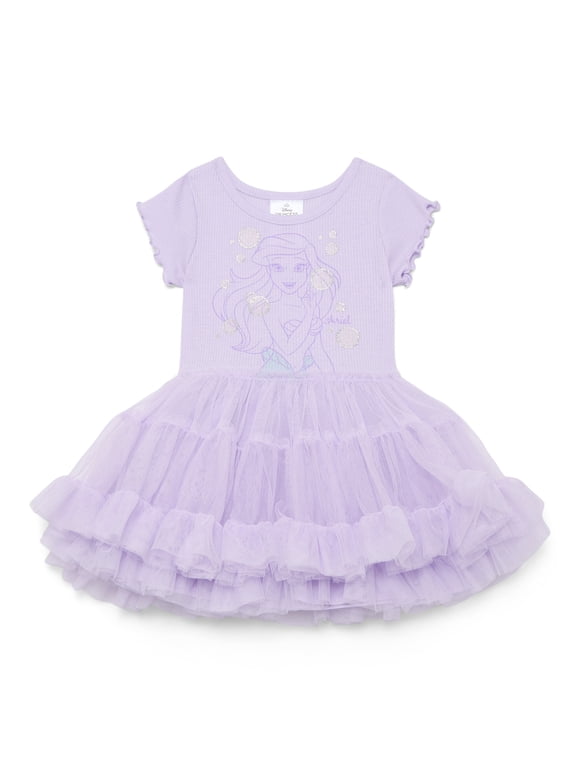 The Little Mermaid Ariel Toddler Girls Graphic Tutu Dress with Short Sleeves, Sizes 12M-5T