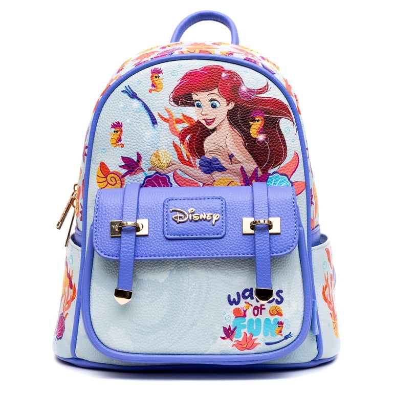 Disney Little Mermaid Backpack - Blue and Red Wondapop Disney x WondaPop The Little Mermaid - Ariel 11” Vegan  main image 3