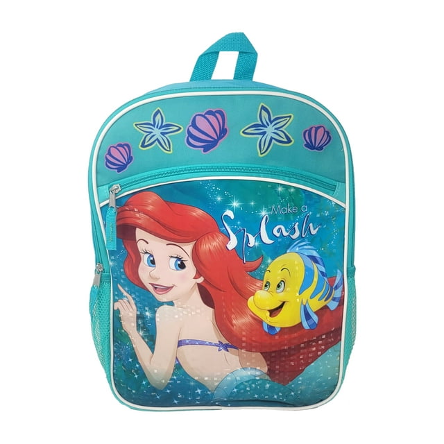 The Little Mermaid Backpack 16" Disney Ariel Flounder Girls Make A Splash