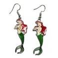 thumbnail image 1 of The Little Mermaid Figure Enamel Filled Metal French Wire Earrings, 1 of 1
