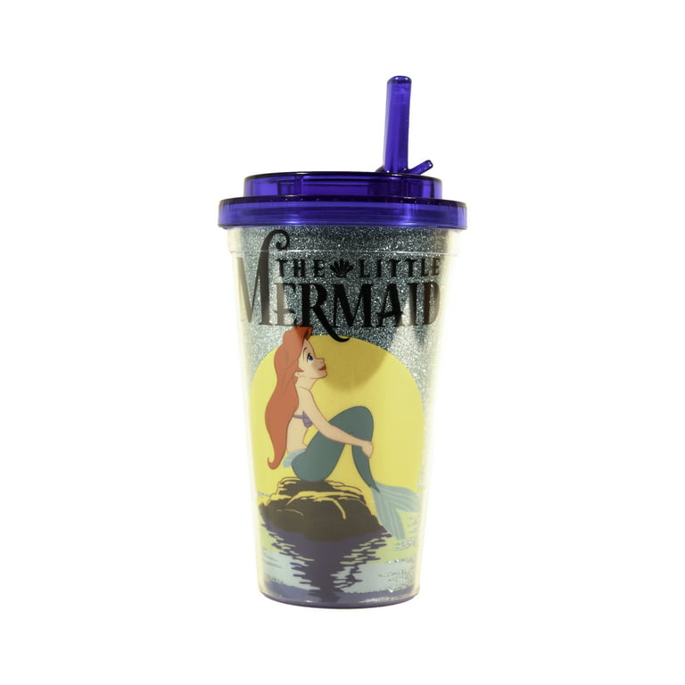 The Little Mermaid Movie Poster Flip Straw Cold Cup Glitter 