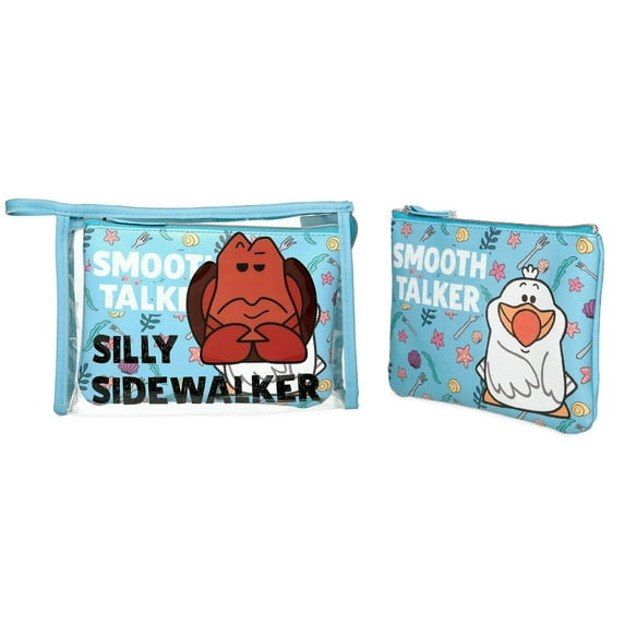 The Little Mermaid Sebastian & Scuttle Womens Makeup Travel Bags 2pc Set Pouches