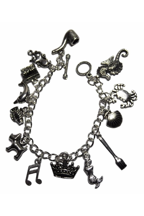 The Little Mermaid Silvertone Metal Charm Bracelet