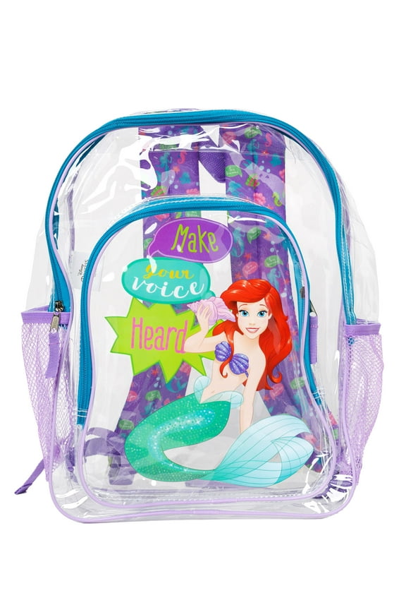 The Little Mermaid Transparent Backpack 16" Disney Ariel Make Your Voice Heard
