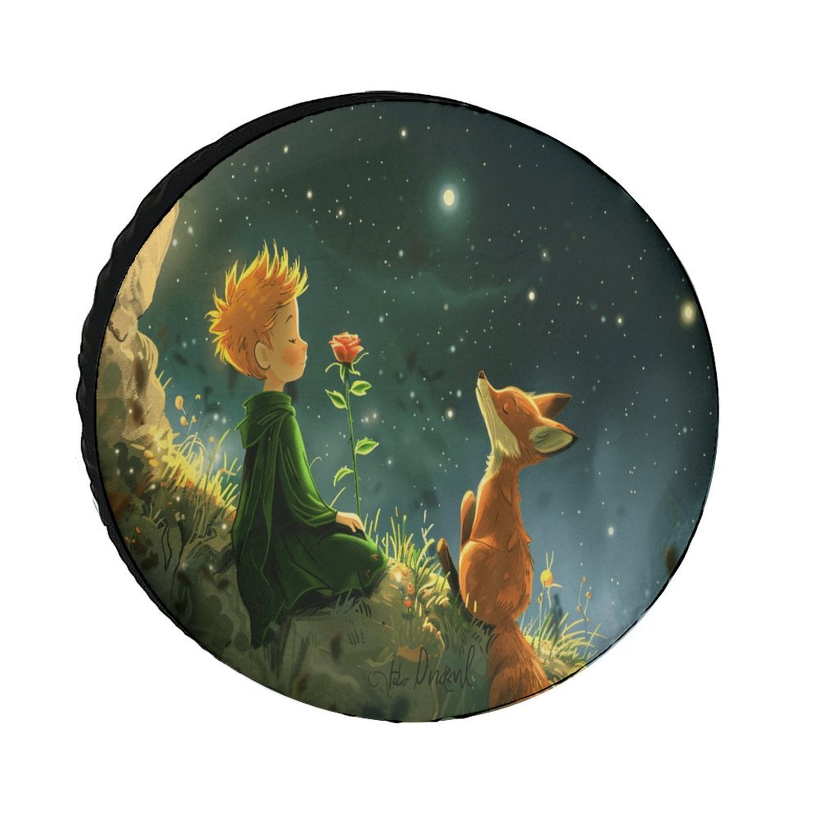 The Little Prince And Rose on in Night Spare Tire Cover for