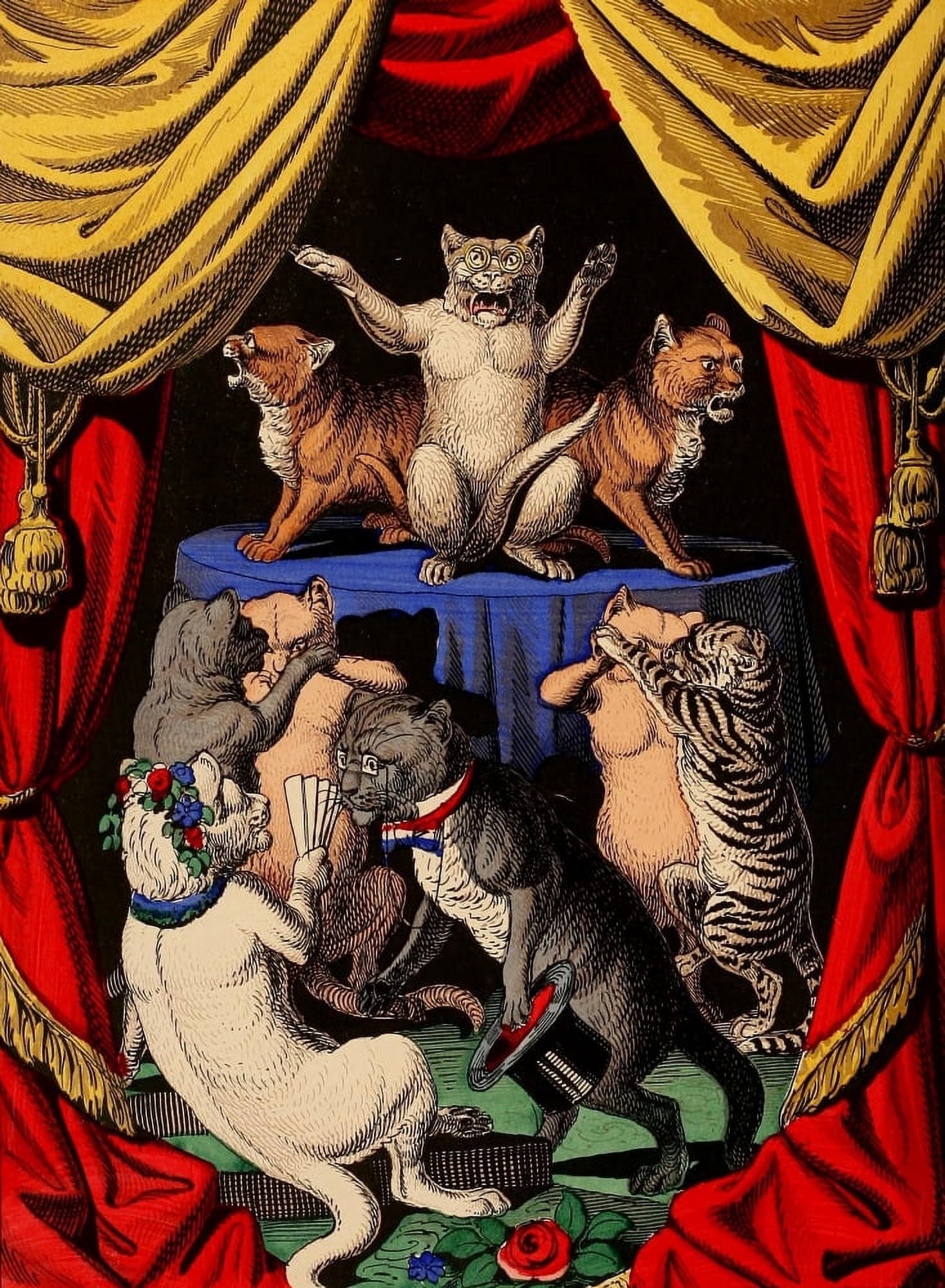 The Little Pussy-cats 1870 The Dance Canvas Art - Edmund Evans (18 x 24)