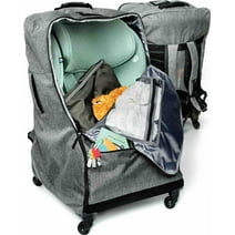 The Little Stork Car Seat Wheeled Padded Travel Backpack AerCas Bag,Gray