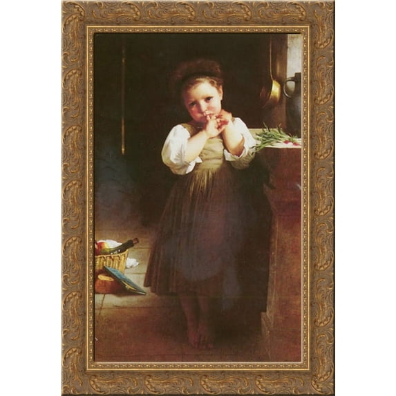 The Little Sulk 18x24 Gold Ornate Wood Framed Canvas Art by Bouguereau, William Adolphe