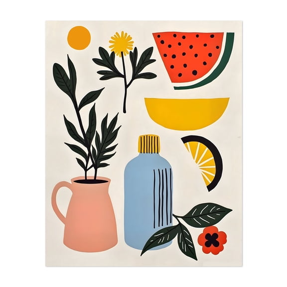 The Little Things - India Illustration Modern Art Fruit Minimalist Botanical Floral Pop Art Kitchen Decor Unframed Wall Art Print 8 x 10 inches