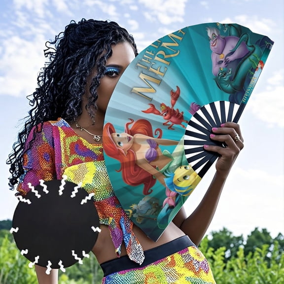 The Littles-theme Folding Fan Chinese Fan Hand Polyester Foldable Fan Fans for Dancing Party Home Suitable for Home, Office, Party