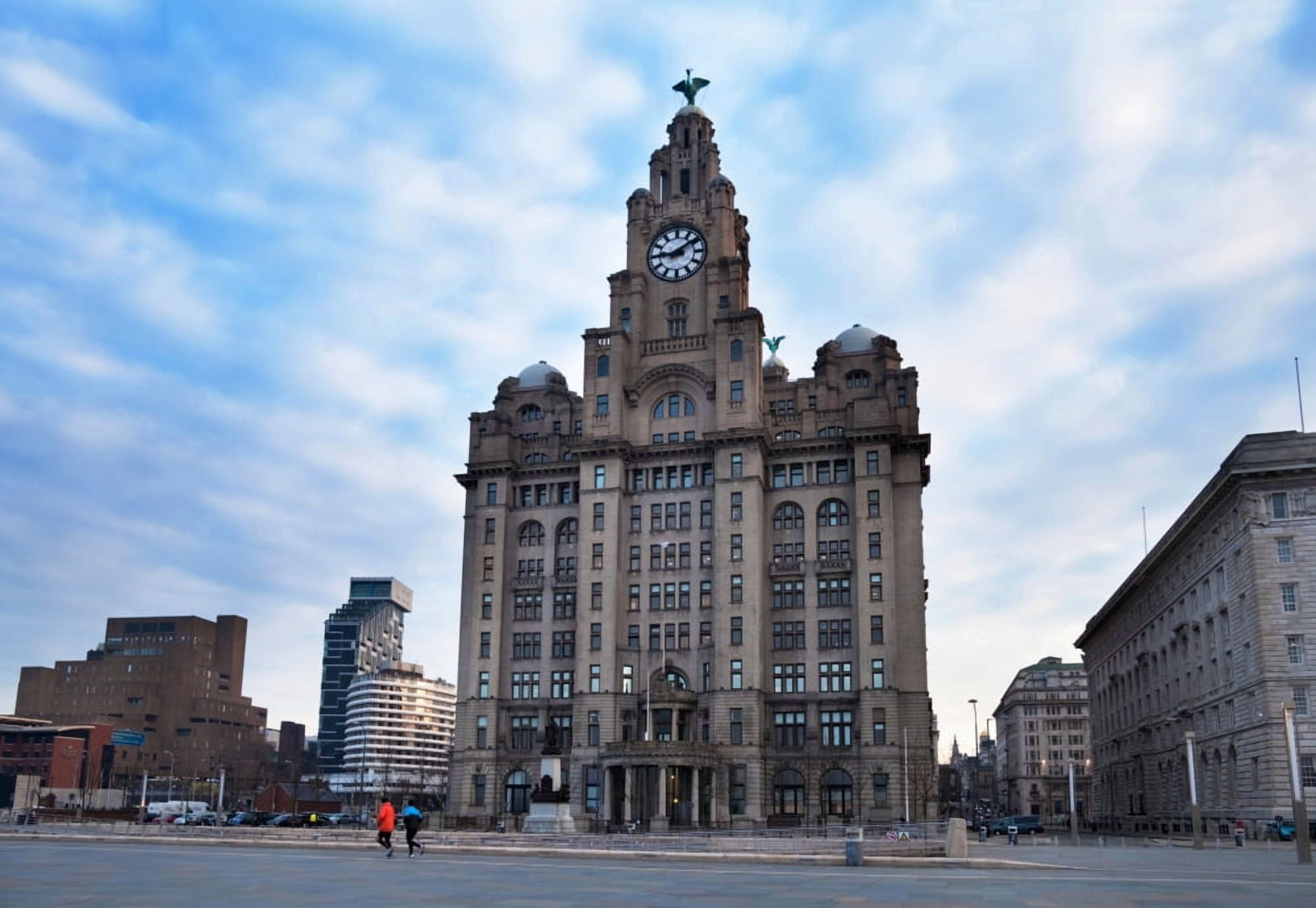 The Liver Buildings Liverpool Merseyside England Canvas Art - Panoramic Images (25 x 36)