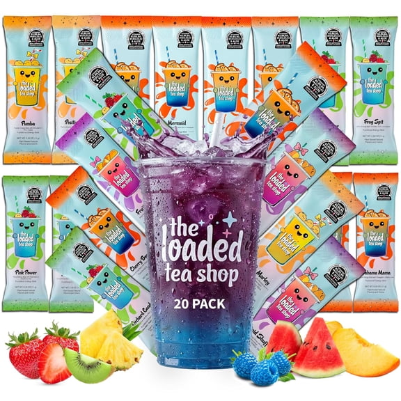 The Loaded Tea Shop Pina Colada Energy Drink Mix Sticks, Sugar Free, 5 ...