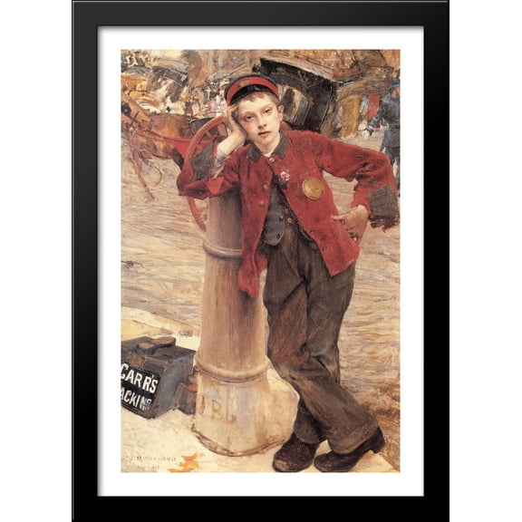 The London Bootblack 28x40 Large Black Wood Framed Print Art by Jules Bastien Lepage