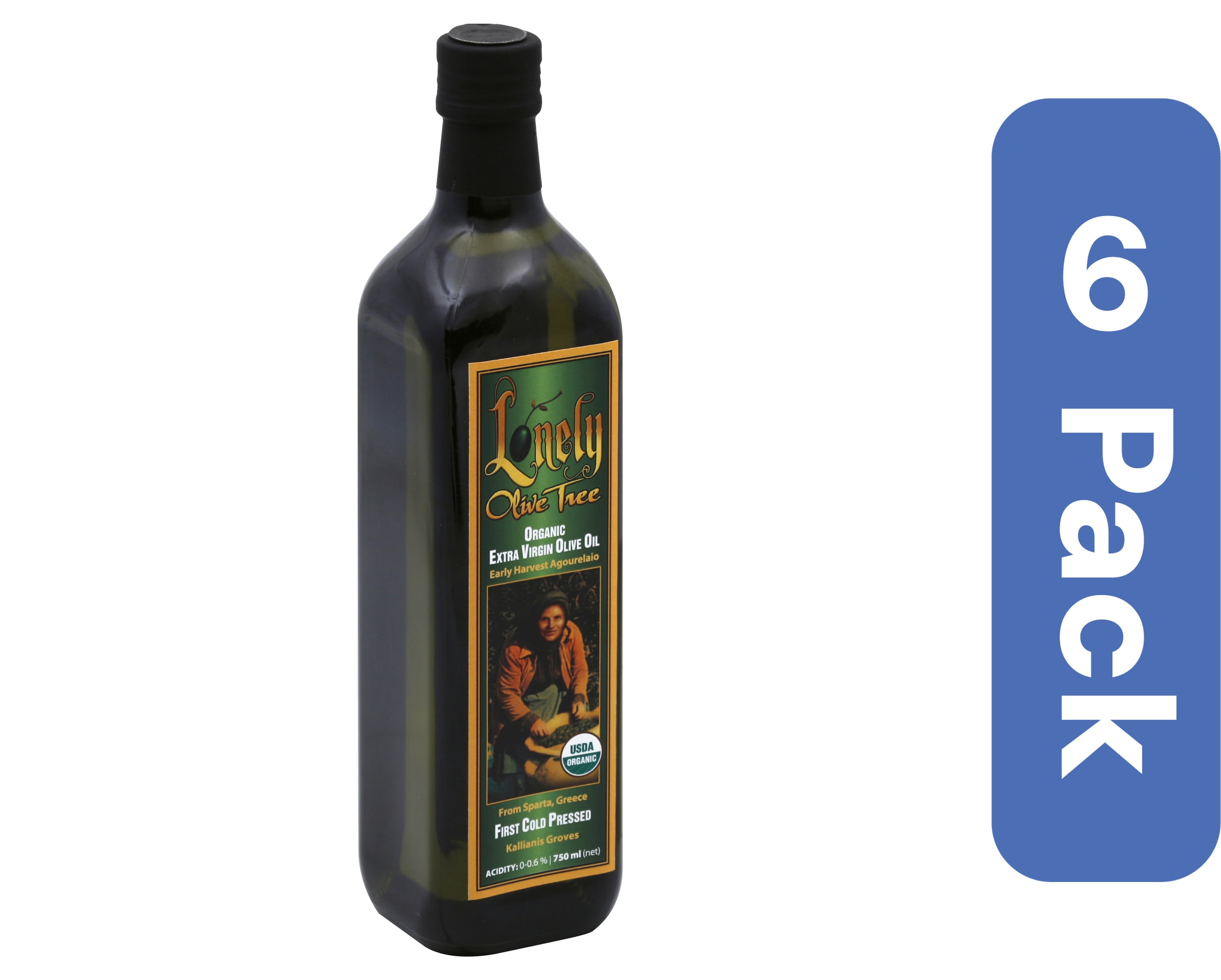 The Lonely Olive Tree Organic Extra Virgin Olive Oil 750 ml (Pack of 6)