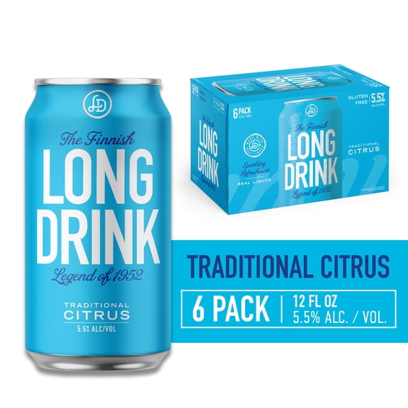 Long Drink Traditional Citrus, 6 Pack, 12 fl oz Cans, 5.5% ABV