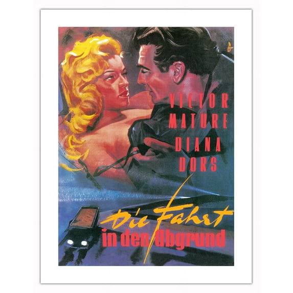 The Long Haul (Die Farht in den Abgrund) - Starring Victor Mature - Vintage German Film Noir Movie Poster c.1957 - Bamboo Fine Art 290gsm Paper (Unframed) 17x22in