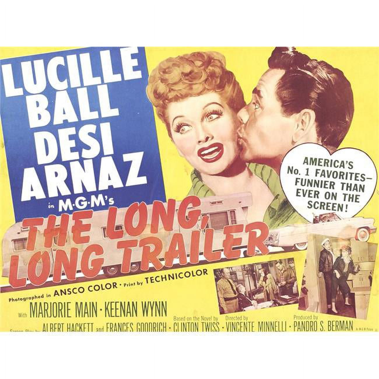 The Long Long Trailer Top L-R: Lucille Ball Desi Arnaz On Title Lobbycard  1954. Movie Poster Masterprint (28 x 22)