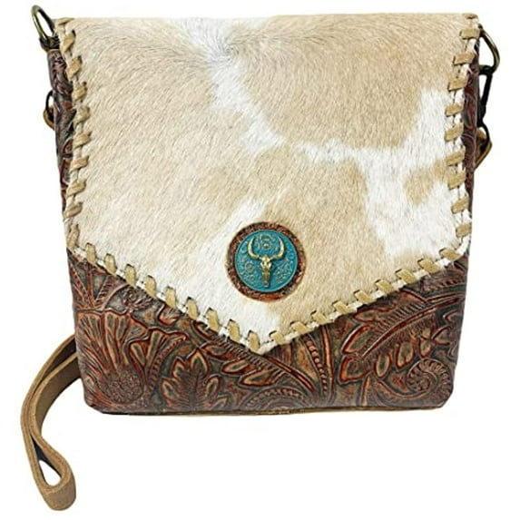 The Longhorn Leather Crossbody Cowhair Messenger Tote