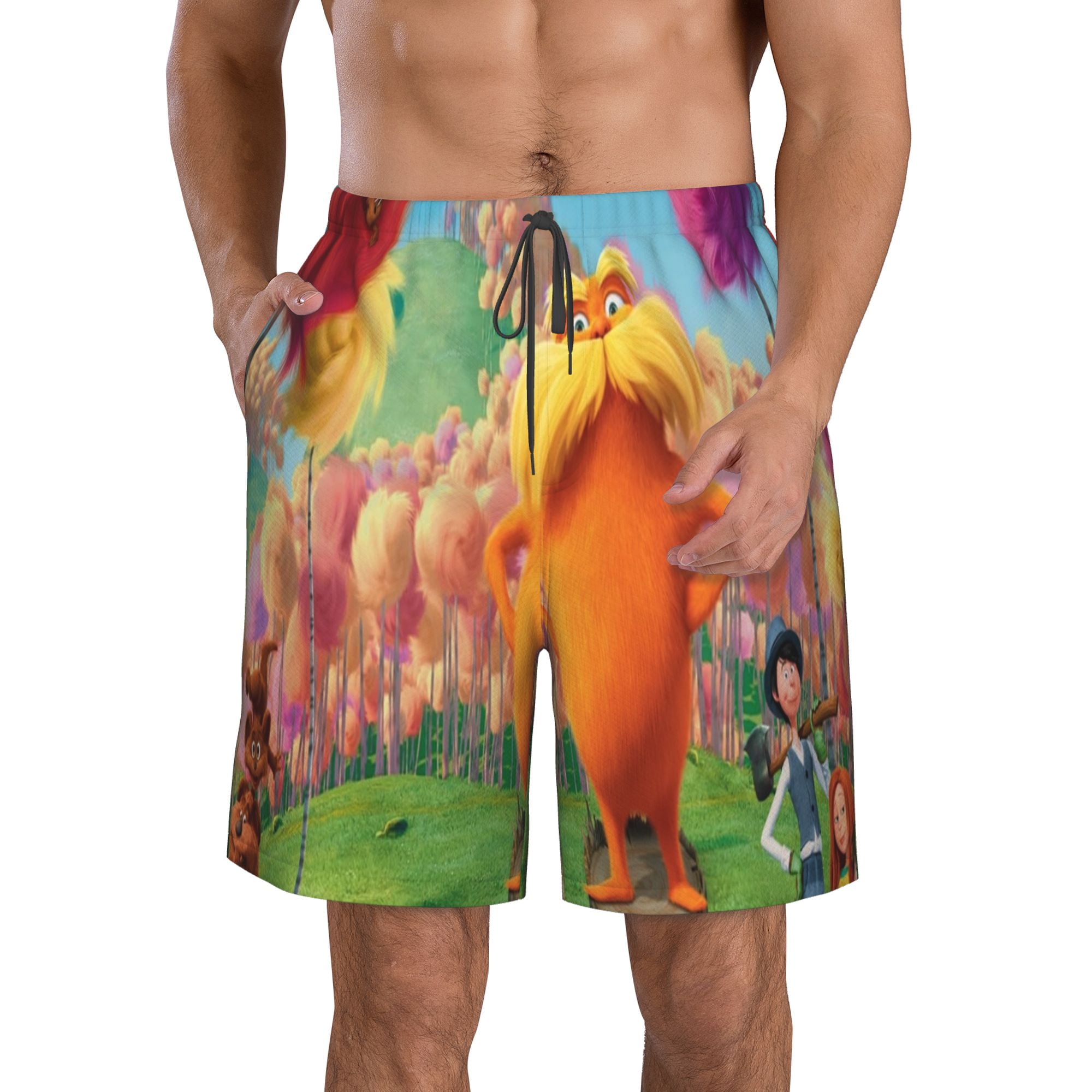 The_Lorax Men's Beach Shorts Quick-drying Casual Swim Shorts Elastic ...