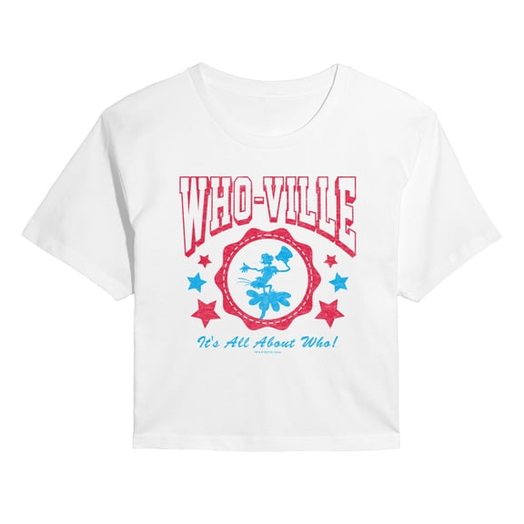 Dr. Seuss - Whoville Americana Collegiate - Juniors Cropped Graphic T-Shirt