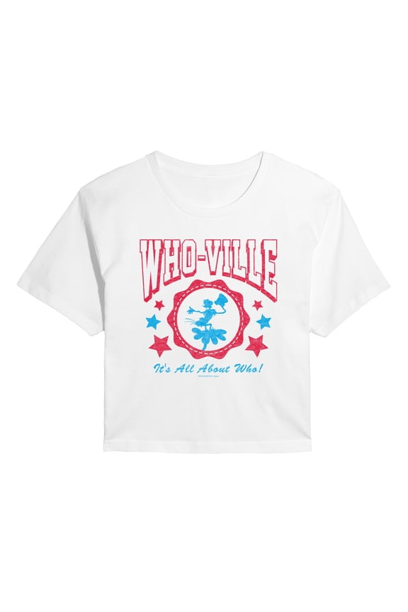 - Whoville Americana Collegiate - Juniors Cropped Graphic T-Shirt
