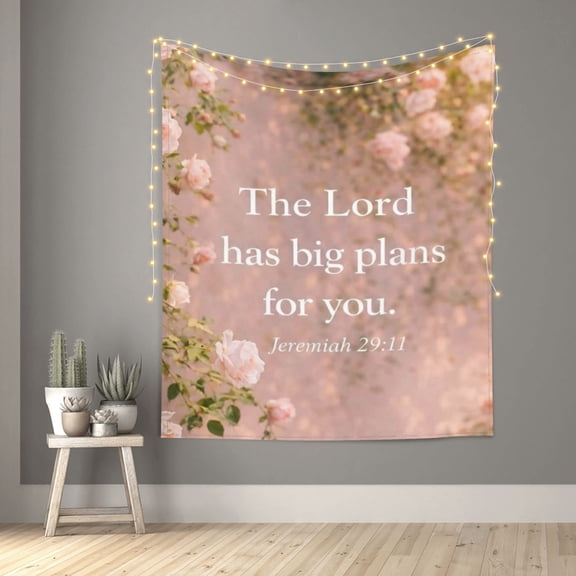 The Lord Has Big Plans Jeremiah 29 Floral Tapestry Indian Wall Hanging Tapestries Room Decor for Bedroom Living Room Dorm 60X50inch