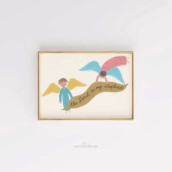 The Lord Is My Shepherd Christian Psalm 23 Print Angels Unframed Paper Print