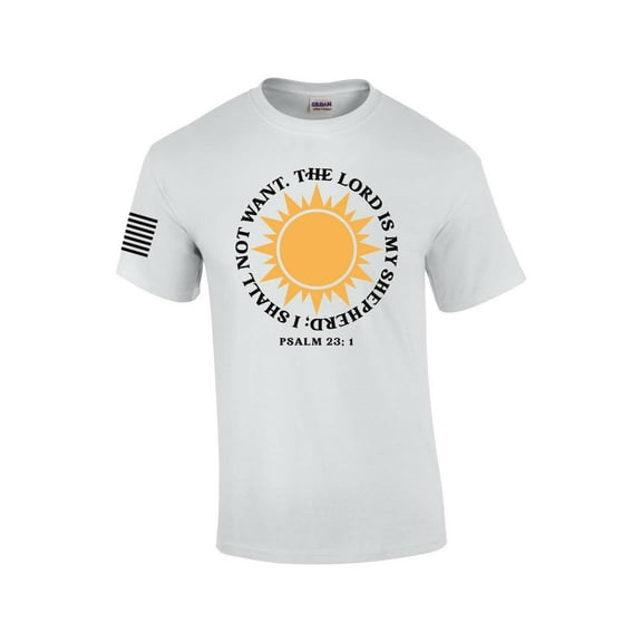 The Lord Is My Shepherd; I Shall Not Want Psalm 23:1 Mens Christian T-shirt Graphic Tee Graphic Tee-White-4xl