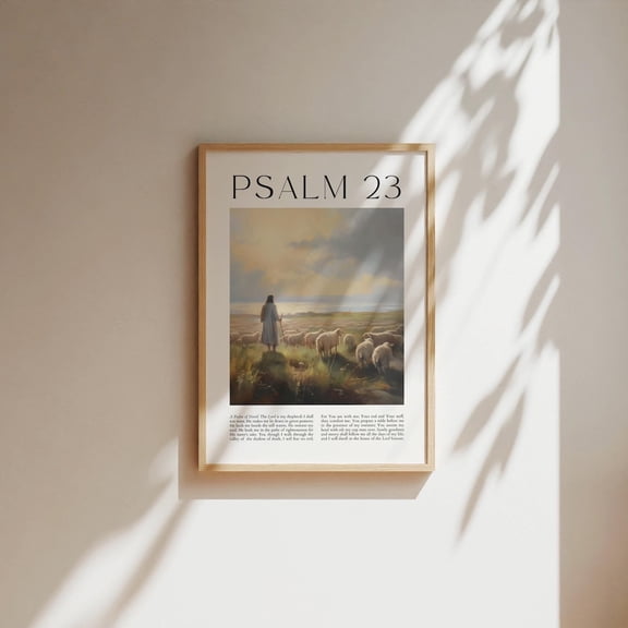 The Lord Is My Shepherd Psalm 23 Minimalist Aesthetic Bible Verse Wall Art, Unframed Paper Poster 8x10in