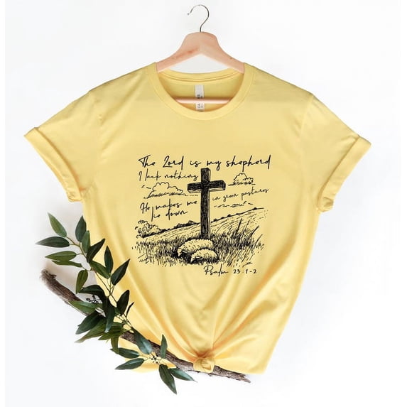 The Lord Is My Shepherd T-Shirt, Christian Easter Shirt, Lord’s Prayer Artwork, Religious Easter Tee