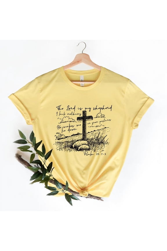 The Lord Is My Shepherd T-Shirt, Christian Easter Shirt, Lord’s Prayer Artwork, Religious Easter Tee