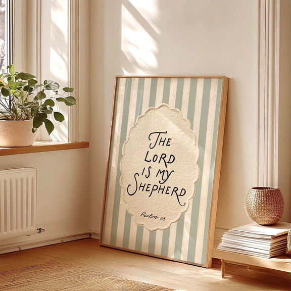 The Lord Is My Shepherd Wall Art Print, Psalm 23 Christian Nursery Decor Unframed Paper Print