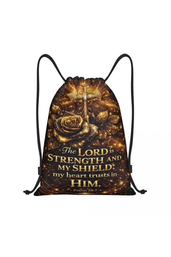 The Lord Is My Strength Psalm 28 Drawstring Backpack Bag Sport Gym Sackpack