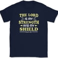 thumbnail image 1 of The Lord Is My Strength T-Shirt Christian Worship Praise Jesus God Bible Tee - Navy, S, 1 of 1