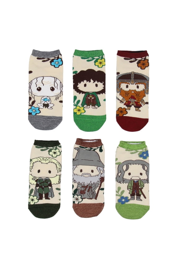 The Lord Of The Rings Socks Adult Character Earth Tones Low Cut Now Show Mix And Match Ankle Socks 6 Pairs