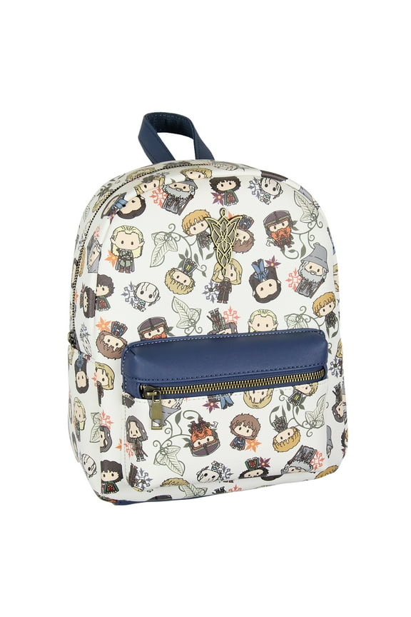 The Lord Of The Rings Allover Chibi Character Pattern Faux Leather Tote Bag Mini Backpack 12"