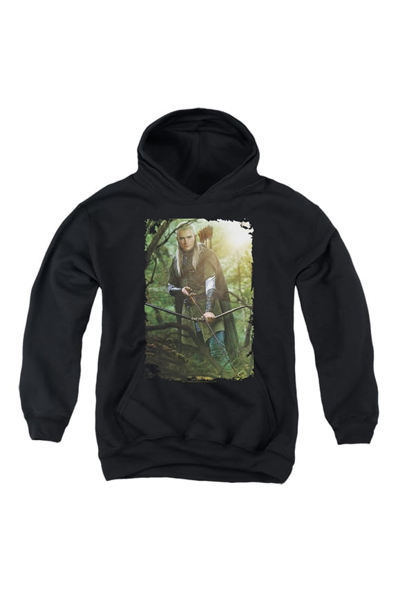 The Lord Of The Rings Legolas Kids Pull-Over Hoodie (Large) for Youth Boys and Girls, Black