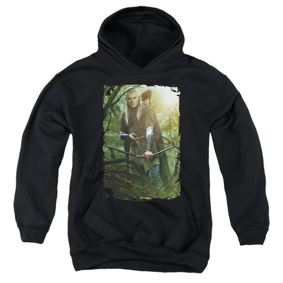 The Lord Of The Rings Legolas Kids Pull-Over Hoodie (Medium) for Youth Boys and Girls, Black