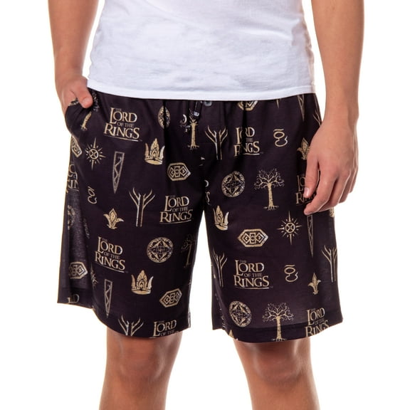 The Lord Of The Rings Pajamas Men's Tree Of Gondor Crown Rune PJ Lounge Shorts