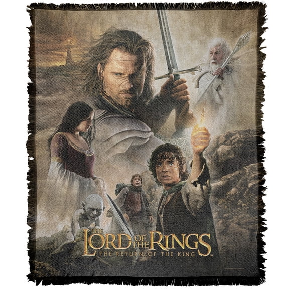 The Lord of The Rings Blanket, 50'x60' Return of The King Poster Woven Tapestry Cotton Blend Fringed Throw Blanket