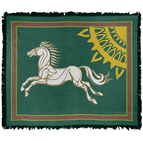The Lord of The Rings Blanket, 50'x60' Rohan Banner Woven Tapestry Cotton Blend Fringed Throw Blanket