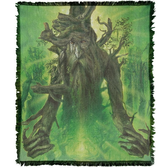 The Lord of The Rings Blanket, 50'x60' Treebeard Painting Woven Tapestry Cotton Blend Fringed Throw Blanket