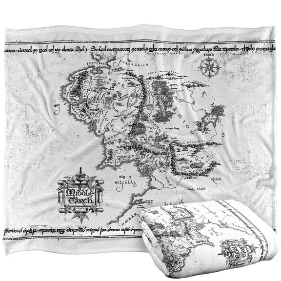 The Lord of The Rings Blanket, 50'x60' White Middle Earth Map Silky Touch Super Soft Throw Blanket