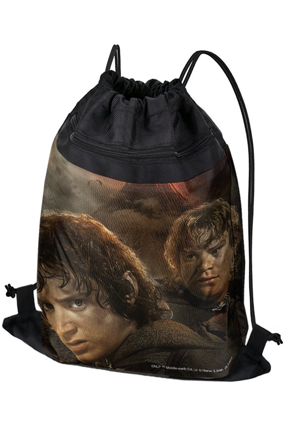 The Lord of The Rings Frodo And Sam Characters Drawstring Backpack Sports Bag Sackpack 17" x 13", Perfect for Gym, Yoga or Practice
