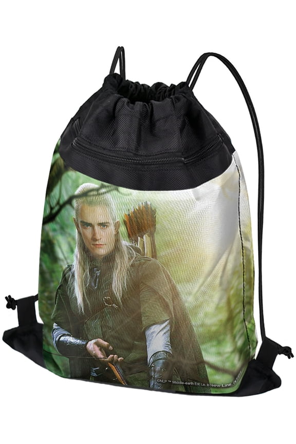 The Lord of The Rings Legolas Character Drawstring Backpack Sports Bag Sackpack 17" x 13", Perfect for Gym, Yoga or Practice