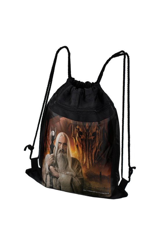 The Lord of The Rings Saruman Character Drawstring Backpack Sports Bag Sackpack 17" x 13", Perfect for Gym, Yoga or Practice